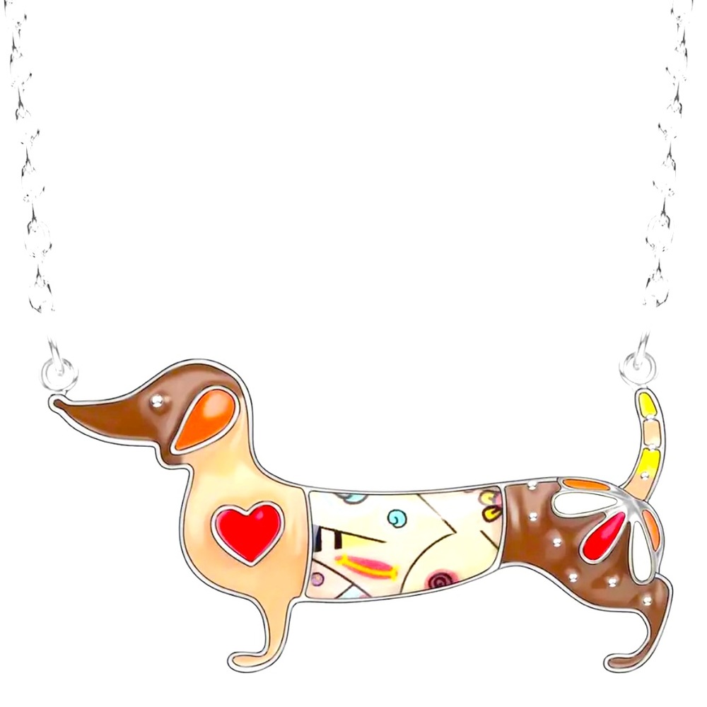 Dachshund enameled necklace